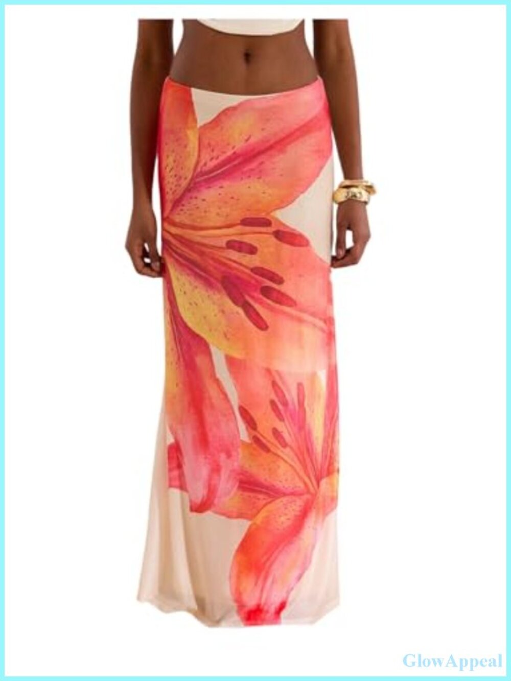 Women's Sheer Floral Maxi Skirt Low Rise Bodycon Beach Coverup